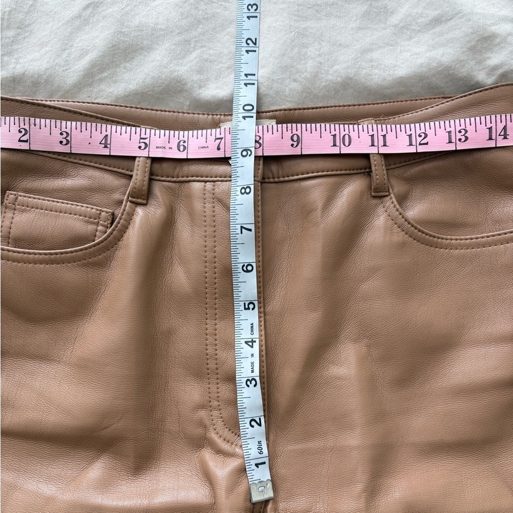 Wilfred Faux Leather Straight-Leg Pants in Caramel Brown Size 6 - Picture 6 of 7